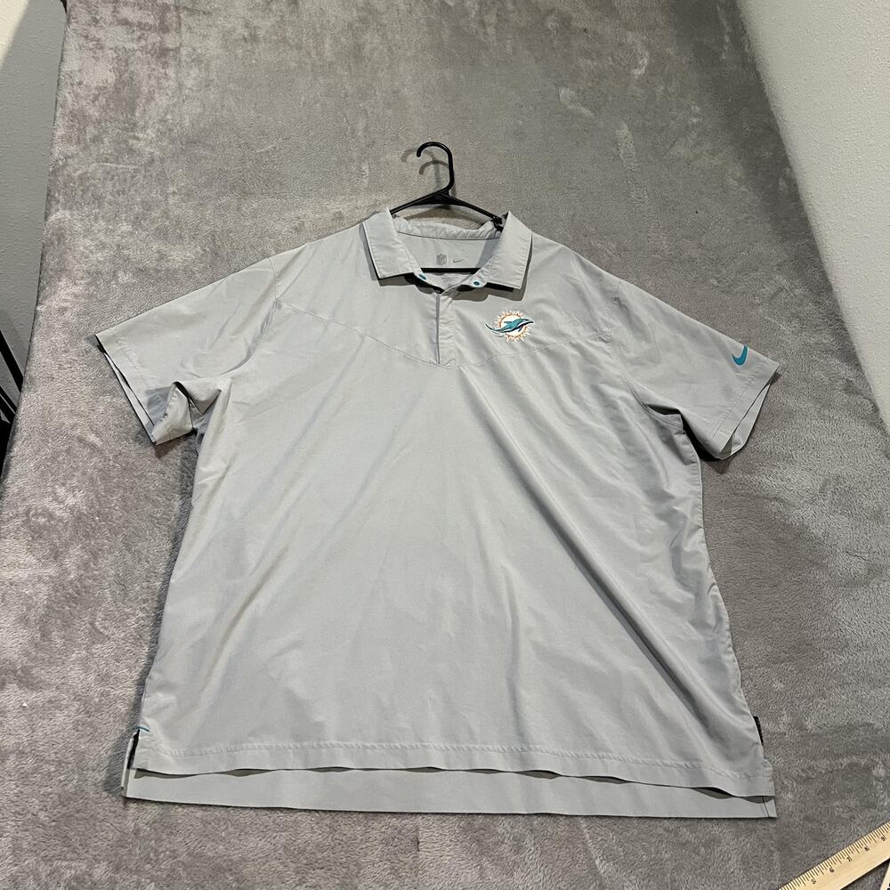 Miami Dolphins Polo Shirt Mens 3XL Gray NFL Football Nike Dri-FIT Short Sleeve
